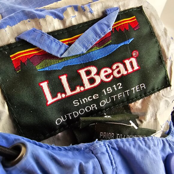 LL Bean Jacket Womens Medium Blue Rain Windbreaker Hooded Nylon Outdoors Light - Picture 11 of 14
